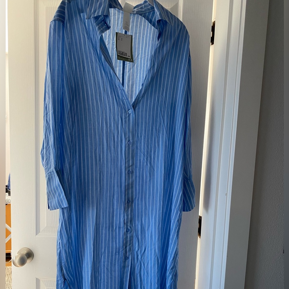 Long striped shirt dress - small H&M